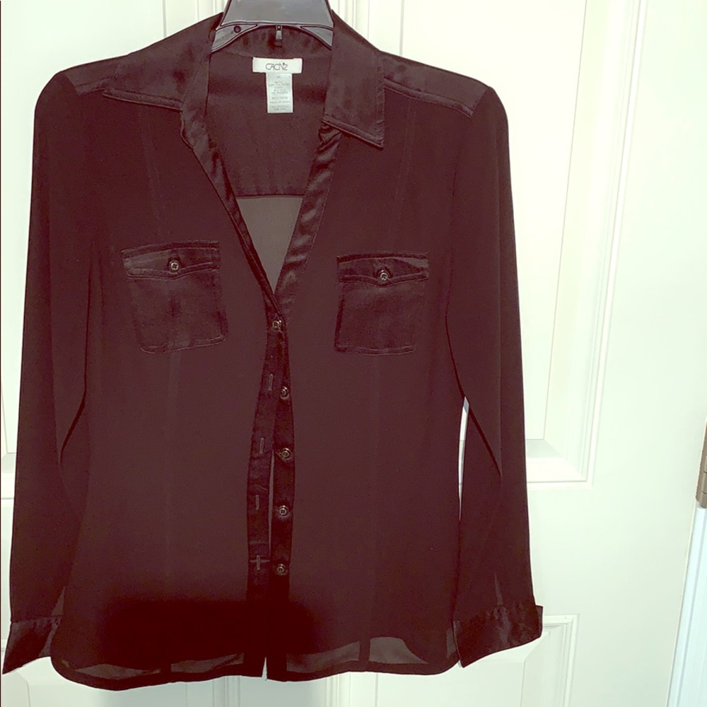 Black sheer long sleeve top from cache size xs